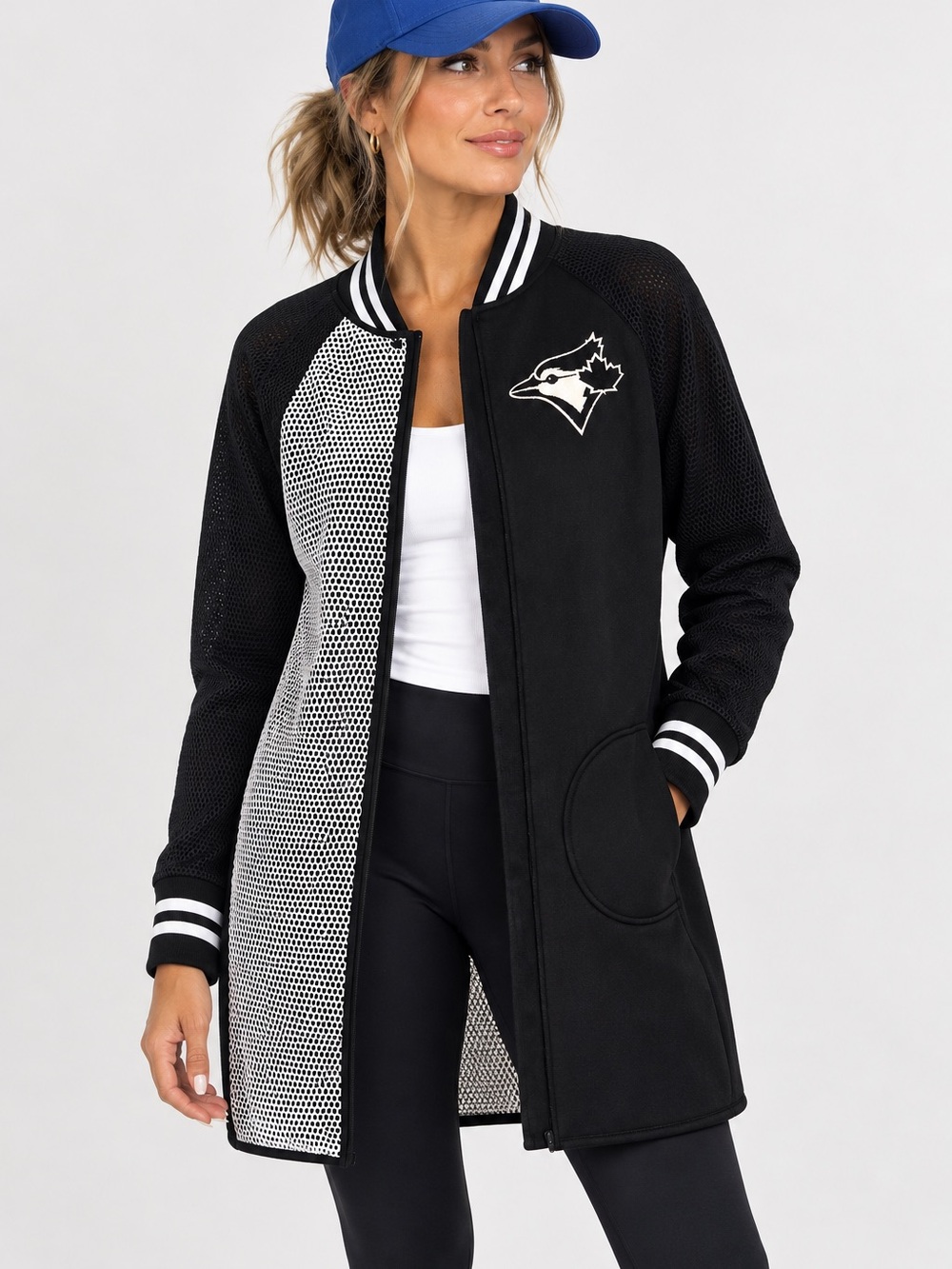 PROJECT RUNWAY MLB LICENSED BLUE JAYS X Touch by Alyssa Milano Bomber Jacket